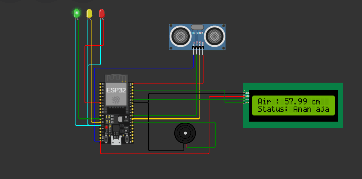 Screenshot antarmuka dan preview proyek Simulasi IoT Pantau Sungai